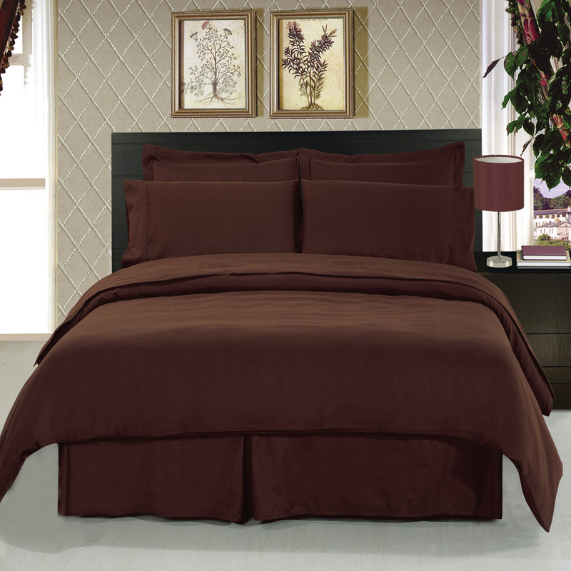 Scotts-sales Queen Size Solid Chocolate 8-Piece Bedding Set Super Soft Microfiber Sheets+Duvet+Alternative Scotts-sales Queen Size Solid Chocolate 8-Piece Bedding Set Super Soft Microfiber Sheets+Duvet+Alternative