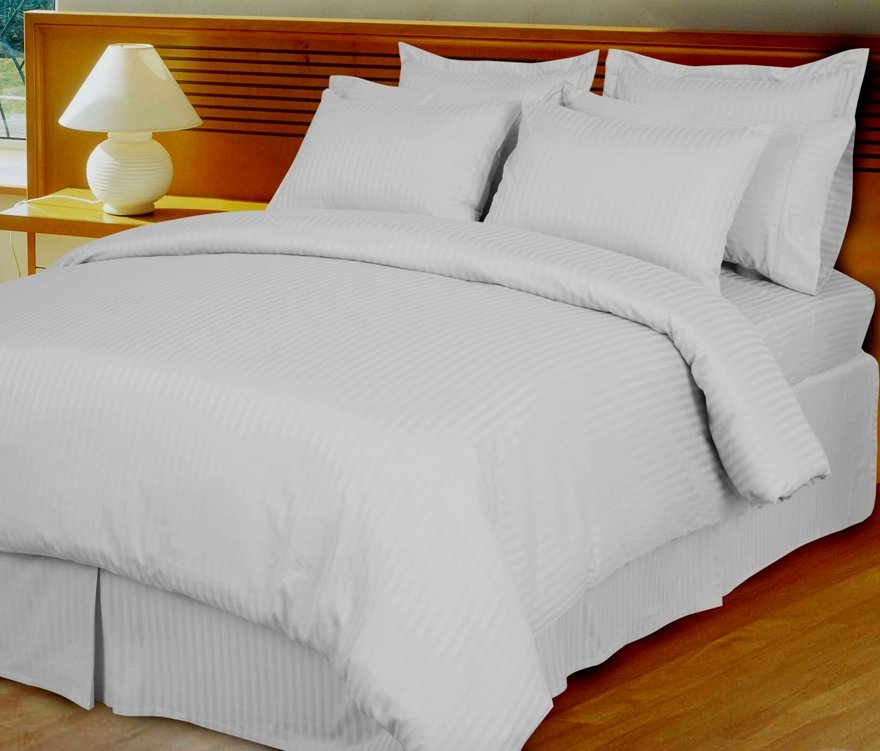 Scotts-sales White Damask Stripe Down Alternative 4-pc Comforter Set, 100% Egyptian cotton , 600 Thread count at Sears.com