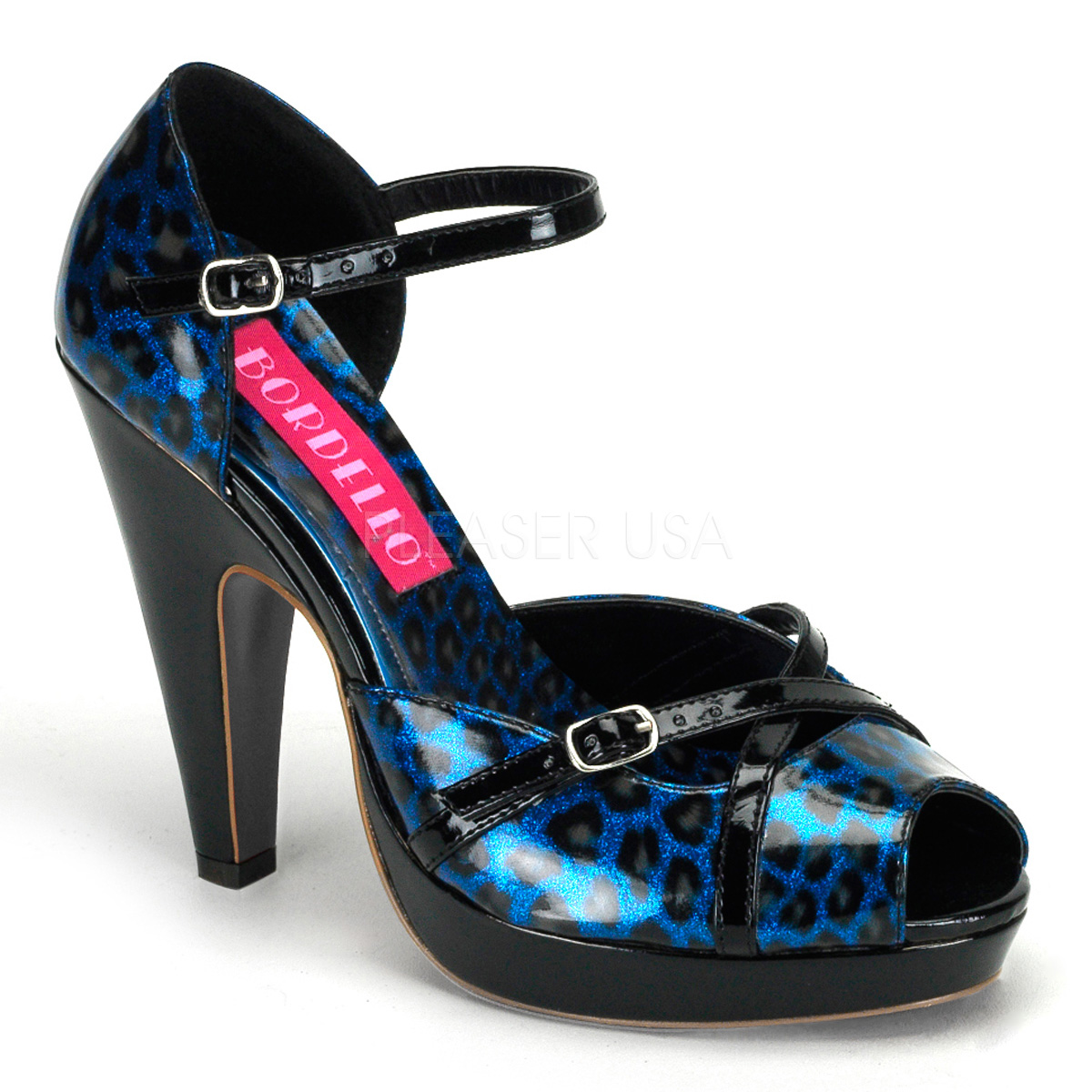 Pleaser Bordello By Pleaser Women's Cheetah-06G Peep Toe Pump - Blue Pearlized Cheetah Patent at Sears.com