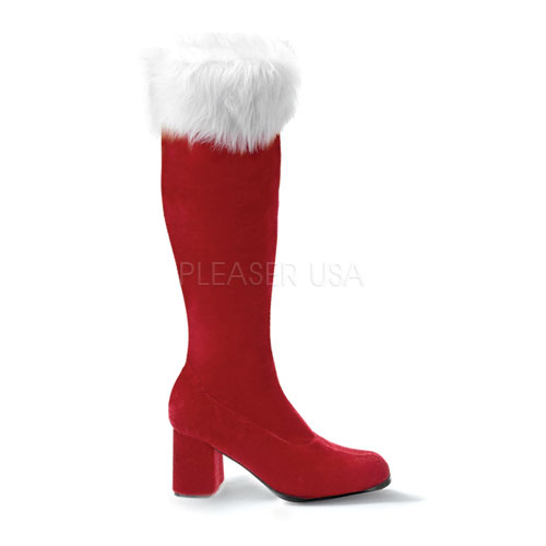 Funtasma by Pleaser Women's Gogo-300 Boot - Red Velvet/White Marabou at Sears.com