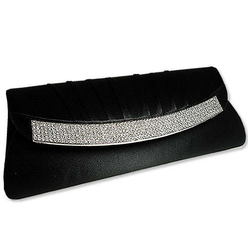 Jazzy Jewels Black Satin Pleated Flap Evening Handbag Purse at Sears.com
