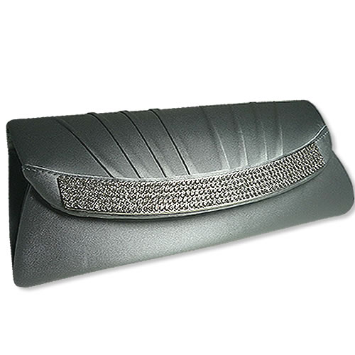 Jazzy Jewels Silver Satin Pleated Flap Evening Handbag Purse at Sears.com