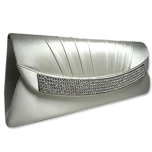 Jazzy Jewels White Satin Pleated Flap Evening Handbag Purse at Sears.com