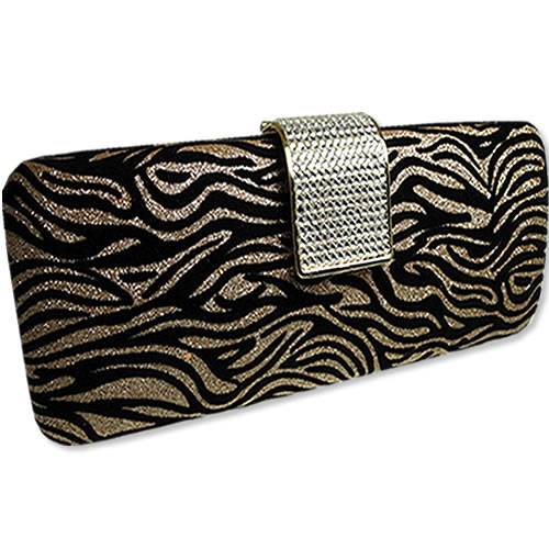 Jazzy Jewels Animal Print Evening Bag Handbag Purse Clutch with Crystals - Gold at Sears.com
