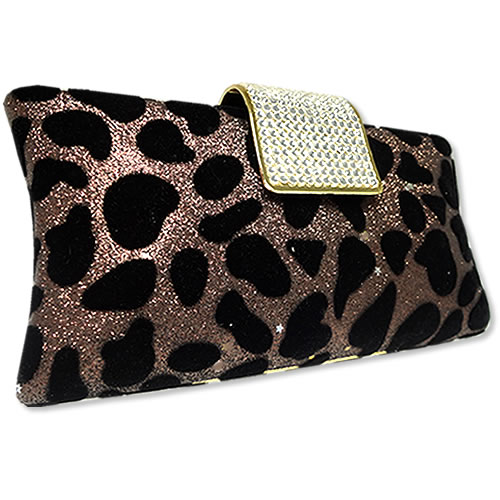 Jazzy Jewels Animal Print Evening Bag Purse Clutch w/ Crystals in Copper at Sears.com