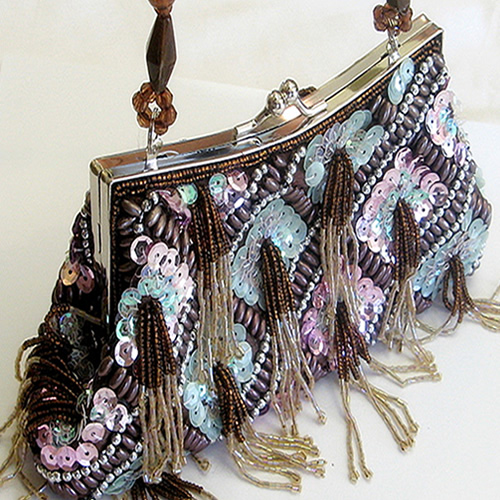 Jazzy Jewels Brown Beaded Evening Bag with Tassels at Sears.com