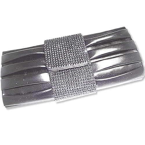 Jazzy Jewels&nbsp; Silver Faux Leather Pleated Clutch Rhinestone Evening