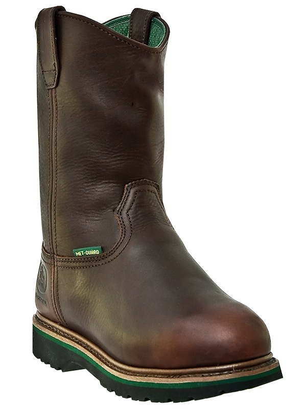 John Deere Work Boots Mens Leather MET Steel Toe Dark Brown JD4373 John Deere Work Boots Mens Leather MET Steel Toe Dark Brown JD4373