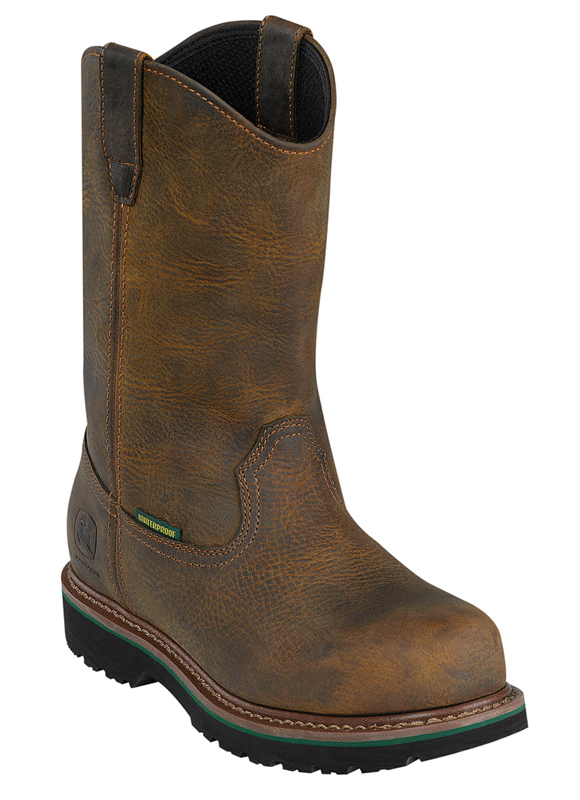 John Deere Work Boots Mens Leather Waterproof Steel Toe Oak JD4382 John Deere Work Boots Mens Leather Waterproof Steel Toe Oak JD4382