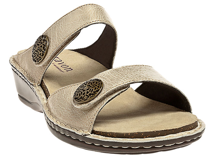 ARAVON Women's Aravon Charlotte Sandal by New Balance Buttons Medium B(M) Cream Leather AAL08CR_B ARAVON Women's Aravon Charlotte Sandal by New Balance Buttons Medium B(M) Cream Leather AAL08CR_B
