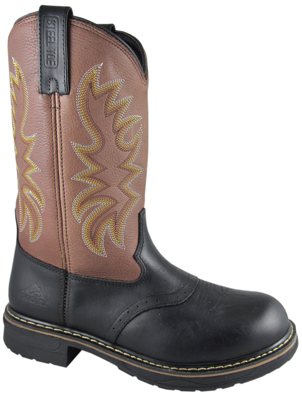 Smoky Mountain Mens Smoky Mountain Buckeye EH Steel-Toe Wellington Boot Black/Brown Medium 4467 Smoky Mountain Mens Smoky Mountain Buckeye EH Steel-Toe Wellington Boot Black/Brown Medium 4467