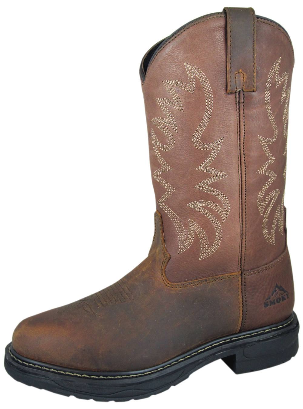 Smoky Mountain Men's Smoky Mountain Buffalo Wellington Steel-Toe Boot Brown Leather Medium 4471 Smoky Mountain Men's Smoky Mountain Buffalo Wellington Steel-Toe Boot Brown Leather Medium 4471