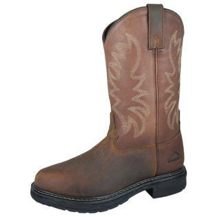 Smoky Mountain Men's Smoky Mountain Buffalo Wellington Steel-Toe Boot Brown Leather Wide 4471 Smoky Mountain Men's Smoky Mountain Buffalo Wellington Steel-Toe Boot Brown Leather Wide 4471