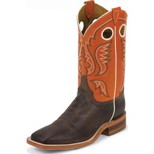 Justin Western Justin Boots Mens Bent Rail U.S. Made Brown/Orange SQ Toe Wide (2E) BR314 Justin Western Justin Boots Mens Bent Rail U.S. Made Brown/Orange SQ Toe Wide (2E) BR314
