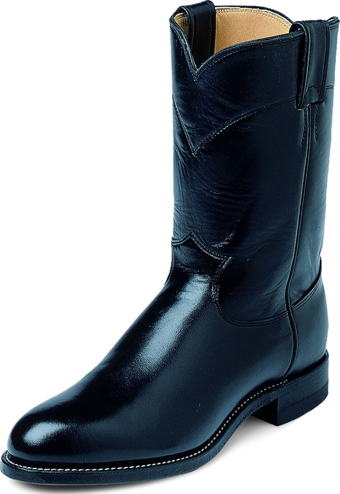 Justin Men's Justin Western Classic Roper Boots Black Kipskin Round Toe Wide (2E) 3133 Justin Men's Justin Western Classic Roper Boots Black Kipskin Round Toe Wide (2E) 3133