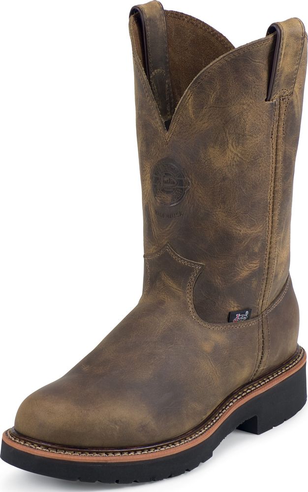 Justin Mens Justin J-Max Rugged Tan Gaucho Steel Toe Boot Made In USA Wide (2E) CD4441 Justin Mens Justin J-Max Rugged Tan Gaucho Steel Toe Boot Made In USA Wide (2E) CD4441