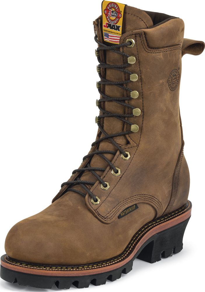 Justin Men's Justin J-Max Steel Toe Logger Waterproof Work Boots Made In USA Medium (D, M) 447 Justin Men's Justin J-Max Steel Toe Logger Waterproof Work Boots Made In USA Medium (D, M) 447