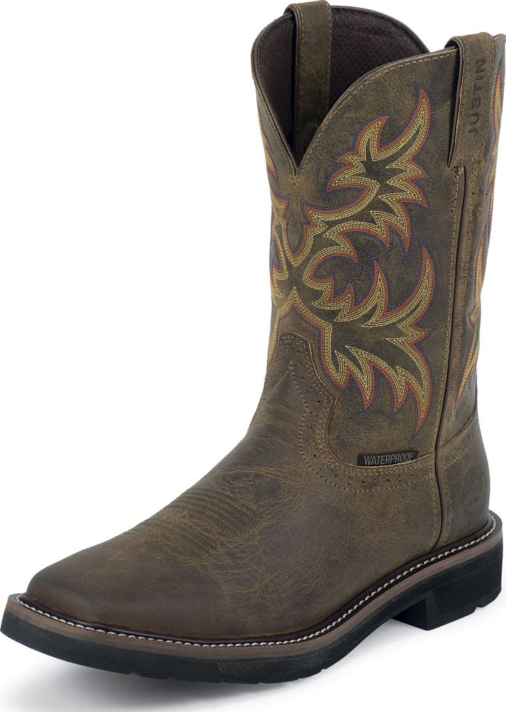 Justin Men's Justin Stampede Waterproof Steel Toe Western Work Boots Medium (D, M) WK4690 Justin Men's Justin Stampede Waterproof Steel Toe Western Work Boots Medium (D, M) WK4690