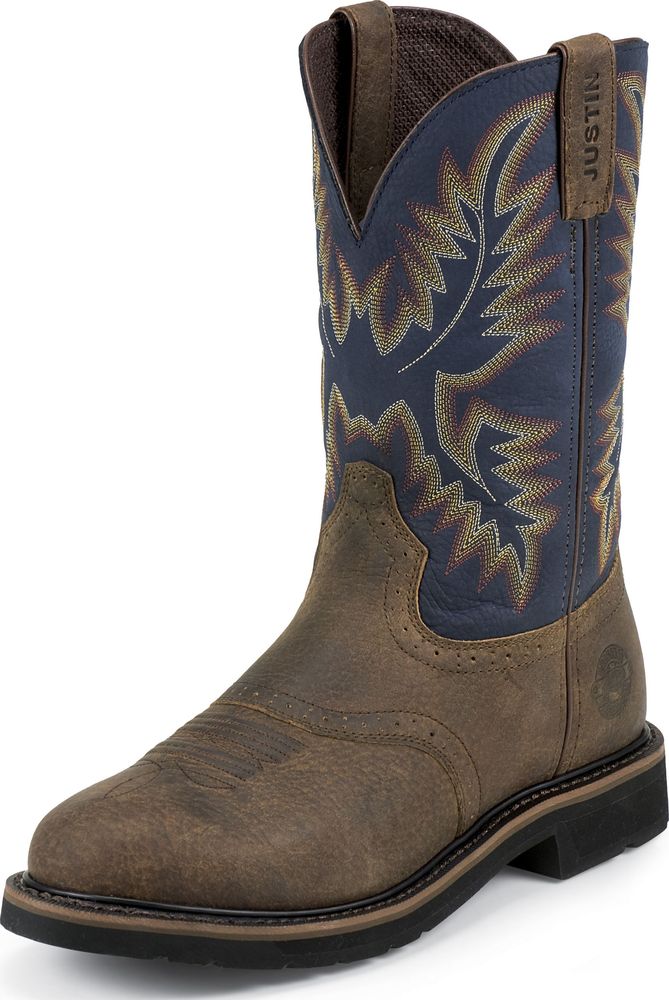 Justin Justin Mens Stampede Steel Toe Work Boot Pull On Copper Kettle Medium (D, M) WK4666 Justin Justin Mens Stampede Steel Toe Work Boot Pull On Copper Kettle Medium (D, M) WK4666