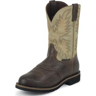 Justin Men's Justin Stampede Waxy Brown Waterproof Steel Toe Work Boots Medium (D, M) WK4663 Justin Men's Justin Stampede Waxy Brown Waterproof Steel Toe Work Boots Medium (D, M) WK4663