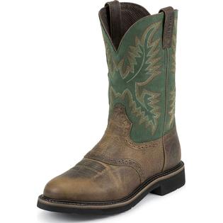 Justin Justin Men's Stampede Western Work Boots Pull On Soft Round Toe Wide (2E) WK4670 Justin Justin Men's Stampede Western Work Boots Pull On Soft Round Toe Wide (2E) WK4670
