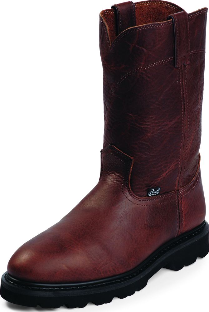 Justin Justin Men's EH Steel Toe Work Boots Pull On Tan Premium Leather Medium (D, M) WK4906 Justin Justin Men's EH Steel Toe Work Boots Pull On Tan Premium Leather Medium (D, M) WK4906