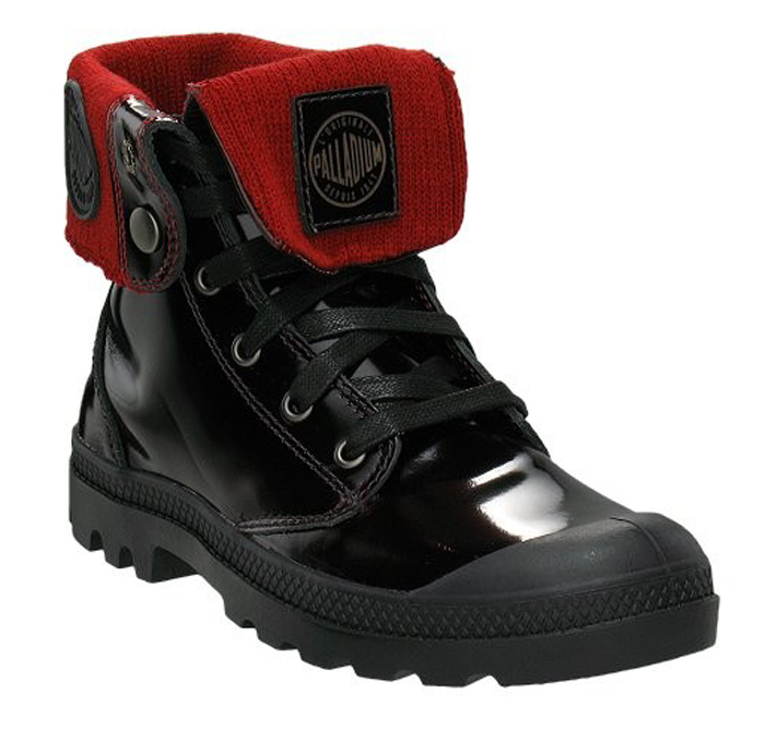 Palladium Womens Palladium Baggy Leather Knit Casual Ankle Boot Black Red 92755-616 Palladium Womens Palladium Baggy Leather Knit Casual Ankle Boot Black Red 92755-616