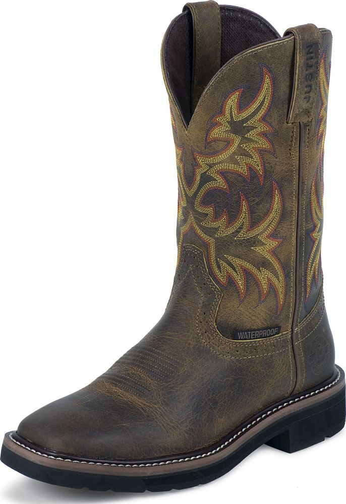 Justin Women's Stampede Waterproof Western Work Boots Square Toe Medium B(M) WKL4689 Justin Women's Stampede Waterproof Western Work Boots Square Toe Medium B(M) WKL4689