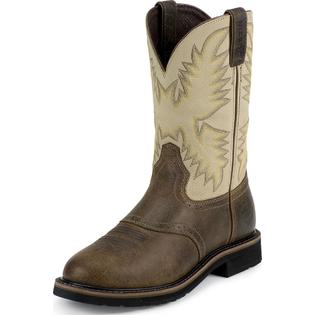 Justin Men's Justin Stampede Steel Toe Work Boots Pull On Waxy Brown Wide (2E) WK4661 Justin Men's Justin Stampede Steel Toe Work Boots Pull On Waxy Brown Wide (2E) WK4661