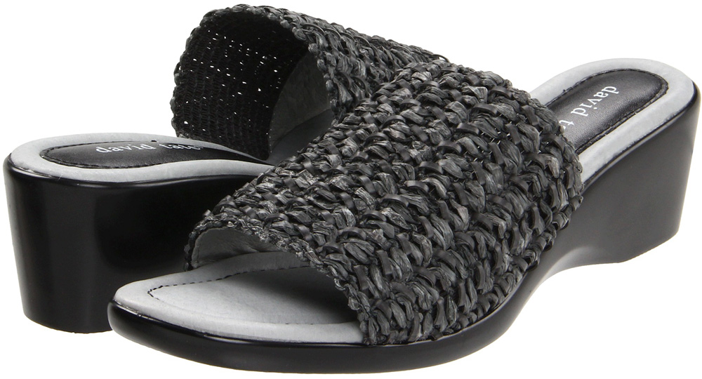 David Tate Women's David Tate Bando Open-Toe Sandal Wedge-Heel Slide Black Extra-Wide David Tate Women's David Tate Bando Open-Toe Sandal Wedge-Heel Slide Black Extra-Wide