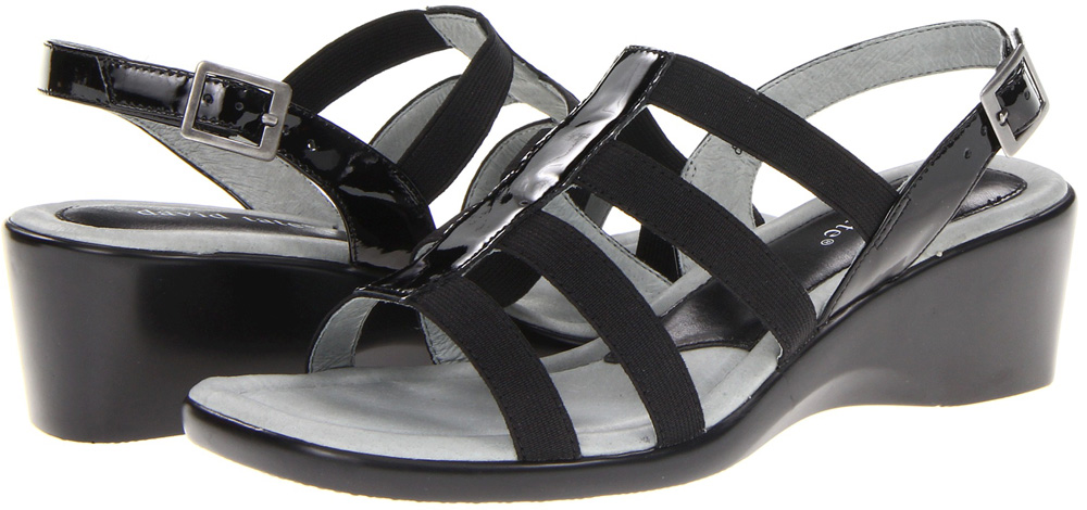 David Tate Women's David Tate Hug Wedge Sandal Fisherman Style Black Leather Medium David Tate Women's David Tate Hug Wedge Sandal Fisherman Style Black Leather Medium