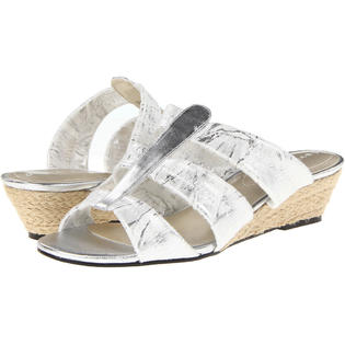 David Tate Women's David Tate Oley Slip-On Wedge Sandal White Textile Upper Extra-Wide David Tate Women's David Tate Oley Slip-On Wedge Sandal White Textile Upper Extra-Wide