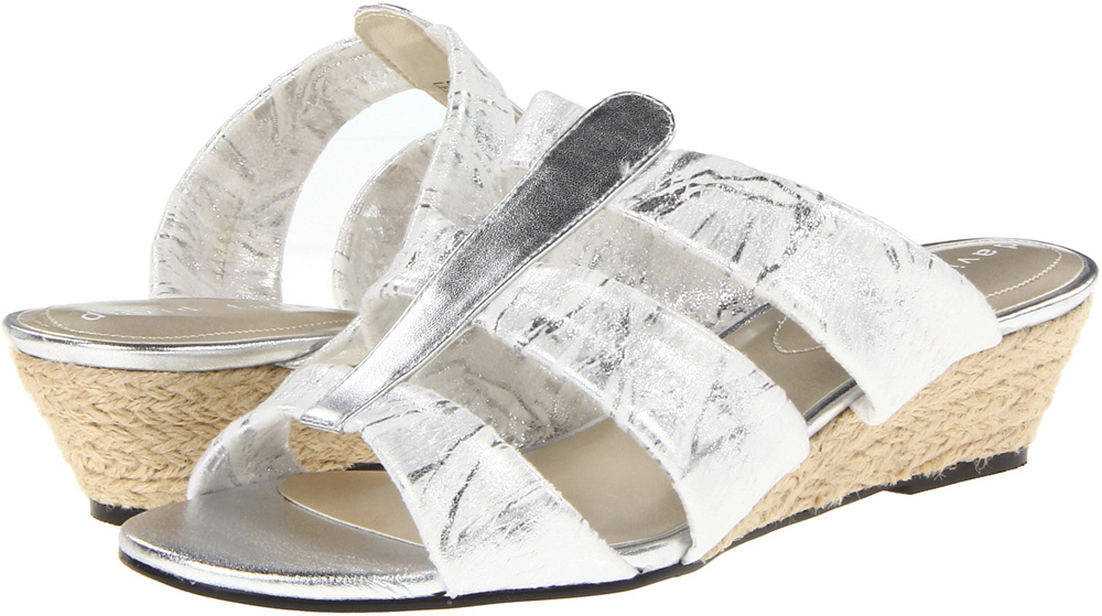 David Tate Women's David Tate Oley Slip-On Wedge Sandal White Textile Upper Wide David Tate Women's David Tate Oley Slip-On Wedge Sandal White Textile Upper Wide