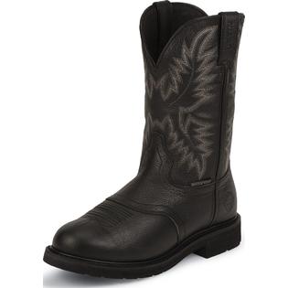 Justin Men's Stampede Western Steel Toe Work Boots Black Leather Medium (D, M) WK4692 Justin Men's Stampede Western Steel Toe Work Boots Black Leather Medium (D, M) WK4692