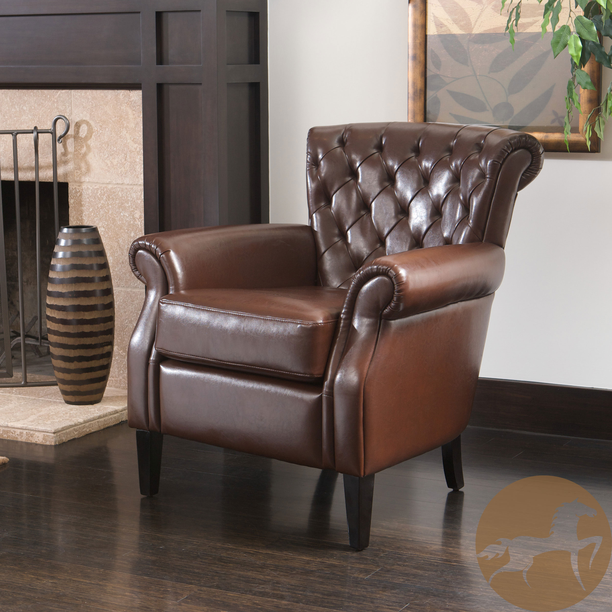 AT HOME by O Christopher Knight Home Franklin Brown Tufted Bonded Leather Club Chair at Sears.com