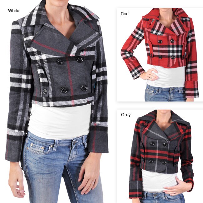 Overstock.com Ci Sono by Journee Junior's Checkered Double-breasted Coat at Sears.com