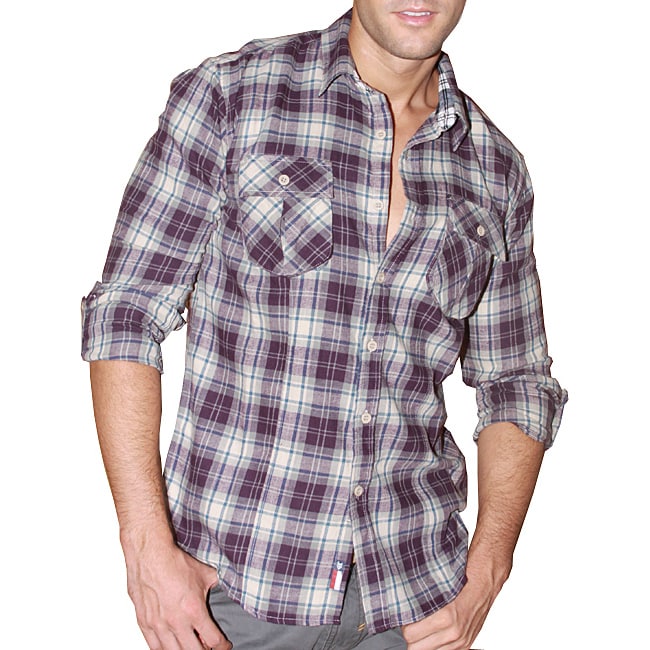 Overstock.com 191 Unlimited Men's Purple Plaid Flannel Shirt at Sears.com