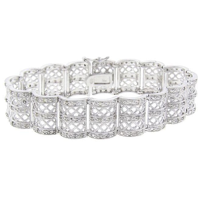 Eziba Collection Sterling Silver 1ct TDW Diamond Lattice Design Bracelet (J-K, I3) at mygofer.com