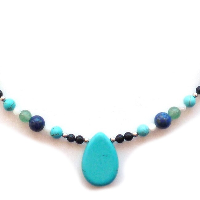 Main Street Every Morning Design Turquoise Blue and Green Necklace at mygofer.com