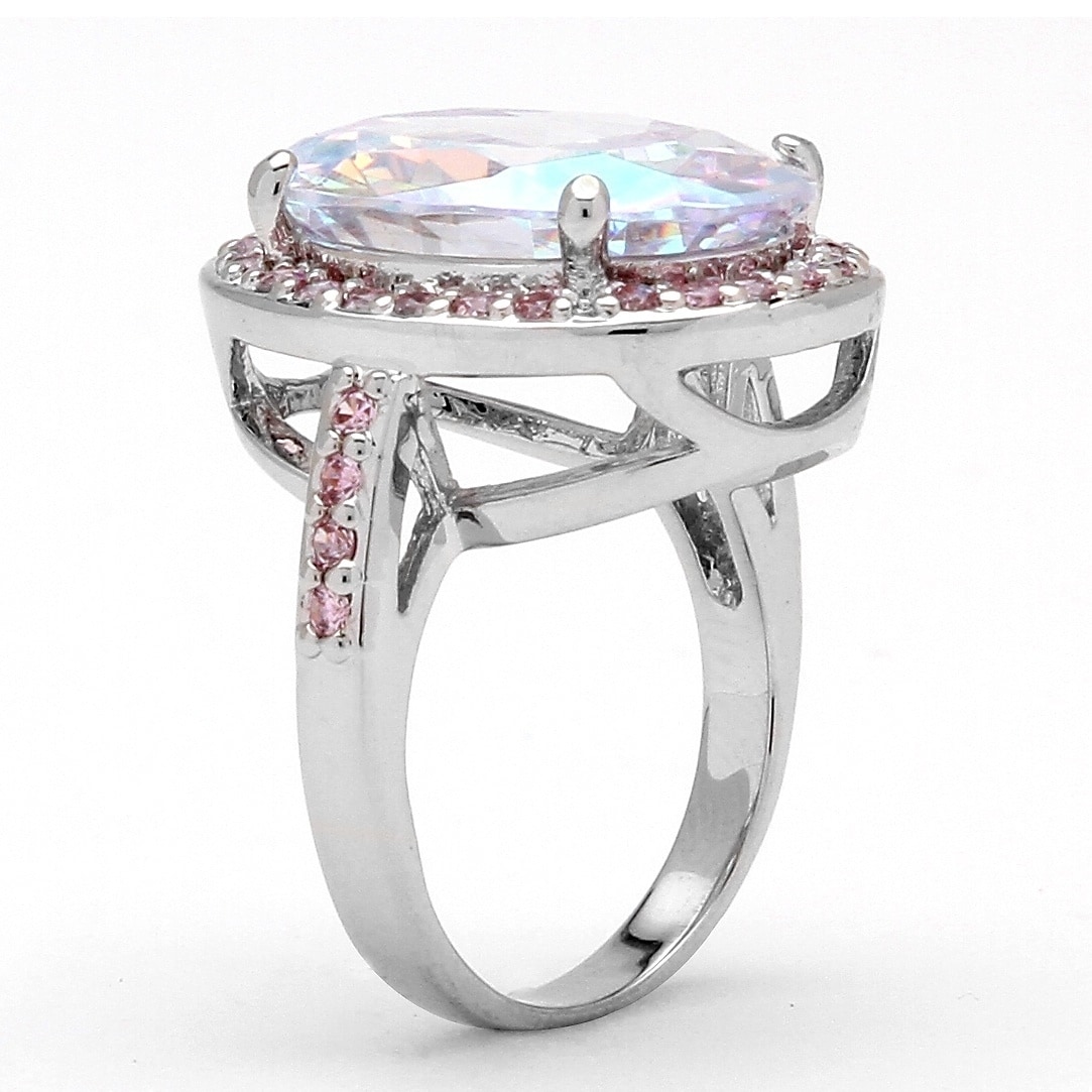 Eziba Collection Lillith Star Silvertone Aurora Borealis and Pink Cubic Zirconia Ring at Sears.com