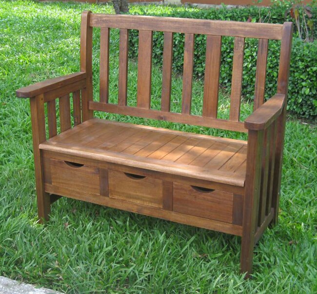 Overstock.com 3-drawer Acacia Bench with Arms at Sears.com