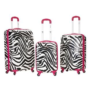 Luggage by O Rockland Pink Zebra Lightweight 3-piece Hardside Spinner Luggage Set Luggage by O Rockland Pink Zebra Lightweight 3-piece Hardside Spinner Luggage Set