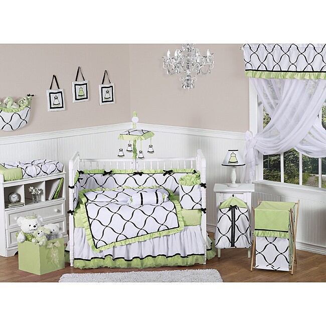 Overstock.com Sweet Jojo Designs Green, Black and White Princess 9-piece Crib Bedding Set at Sears.com