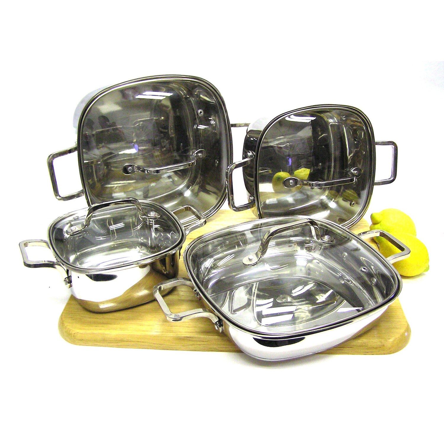 8-piece 18/10 Heavy Duty Stainless Steel Unique Square Cookware Set