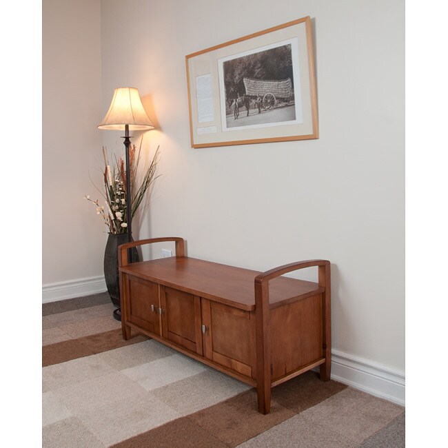 Home Decoration Club Entryway Storage Bench Maple