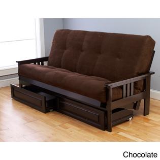Beli Mont Espresso Wood Storage Futon with Mattress Beli Mont Espresso Wood Storage Futon with Mattress