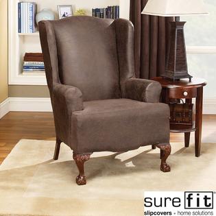 Sure Fit Stretch Faux-leather Wing Chair Slipcover Sure Fit Stretch Faux-leather Wing Chair Slipcover