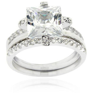 ICZ Stonez Icz Stonez Sterling Silver Cubic Zirconia Bridal Ring Set ICZ Stonez Icz Stonez Sterling Silver Cubic Zirconia Bridal Ring Set