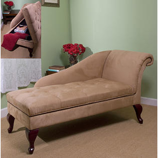 Tan Chaise Lounge with Storage Tan Chaise Lounge with Storage