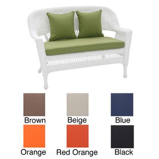 White Wicker Loveseat With Cushion and Pillows White Wicker Loveseat With Cushion and Pillows